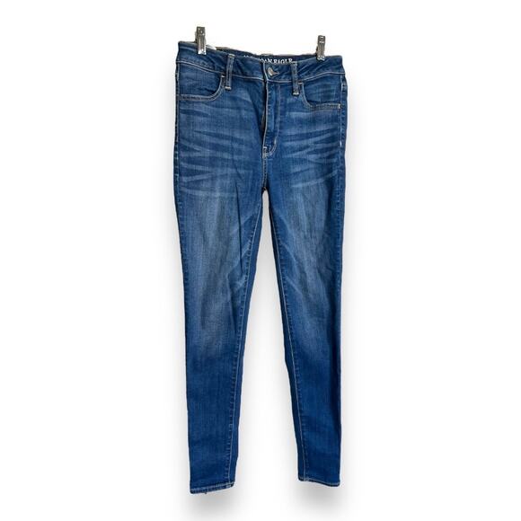 American Eagle Womens Jeans Sz 2 Super Stretch Hi-Rise Jegging High Rise Blue - Picture 2 of 7